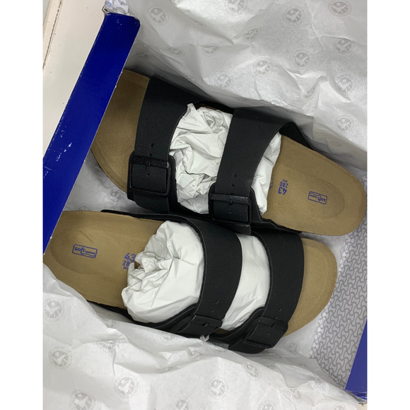 NEW Birkenstock Arizona Black Leather Soft Footbed Sandals Sz EU 43 US 10 NWB - Picture 13 of 14